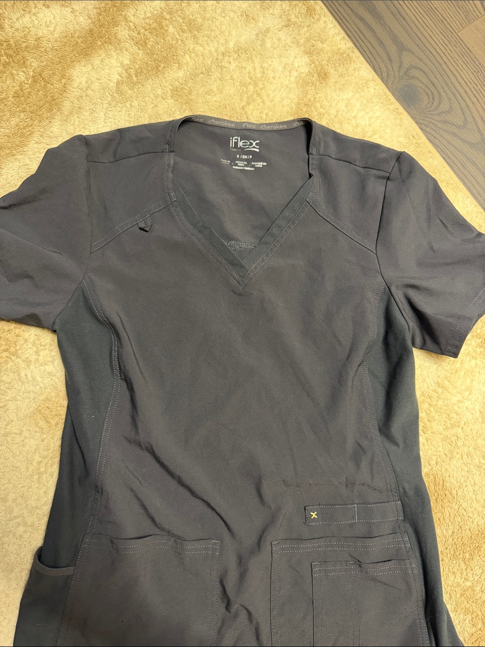 iflex Black V-Neck Scrub Top